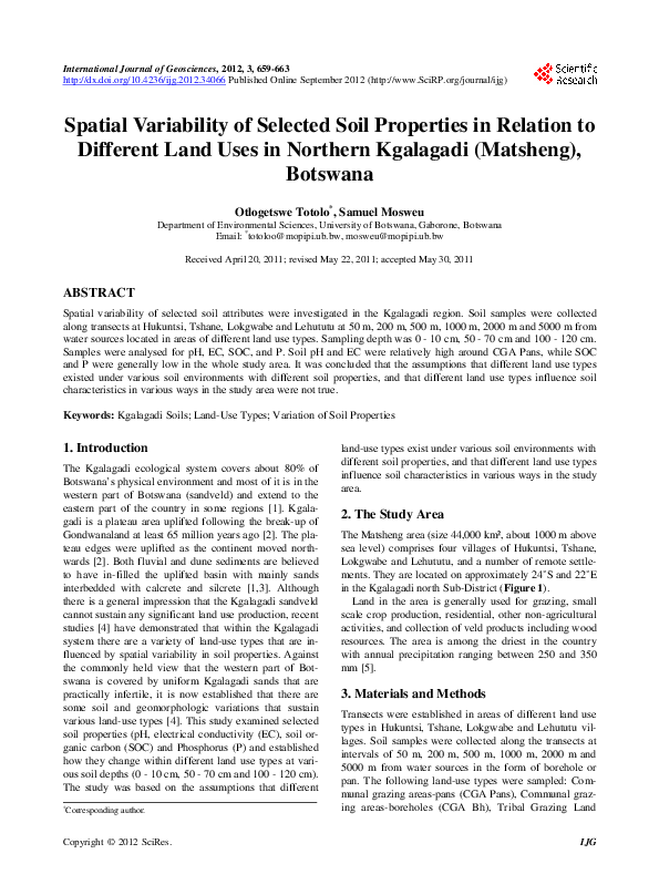 (PDF) Spatial Variability of Selected Soil Properties in Relation to ...