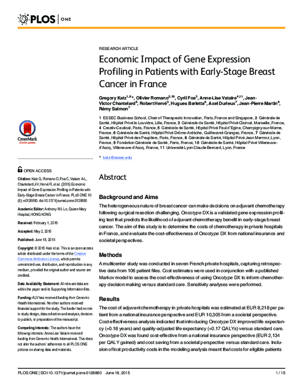 (PDF) Economic Impact of Gene Expression Profiling in Patients with ...