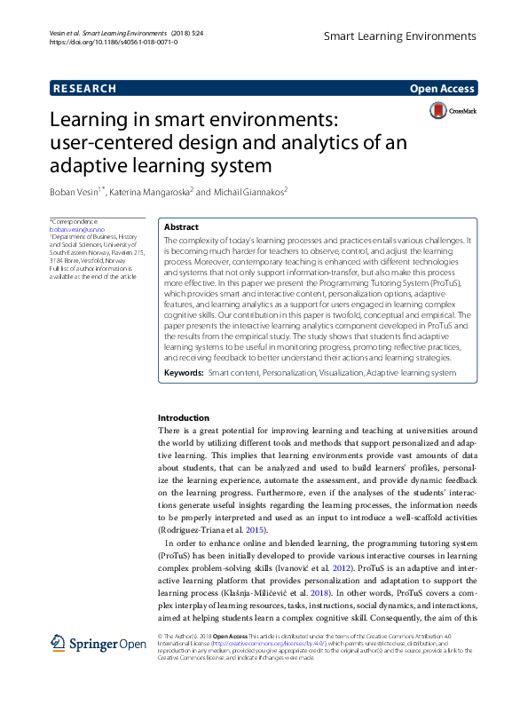 (PDF) Learning in smart environments: user-centered design and ...