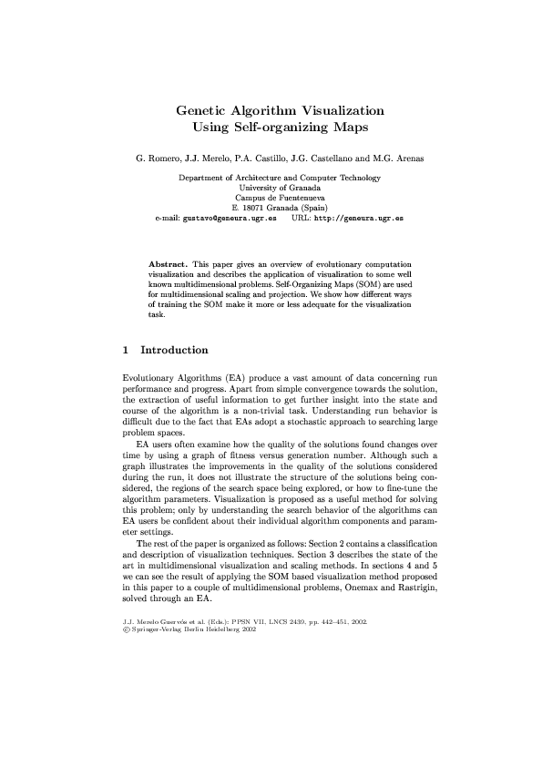 (PDF) Genetic Algorithm Visualization Using Self-organizing Maps | JJ ...