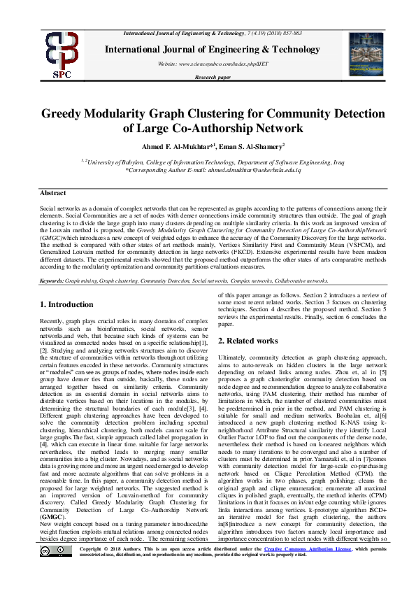 (PDF) Greedy Modularity Graph Clustering for Community Detection of ...