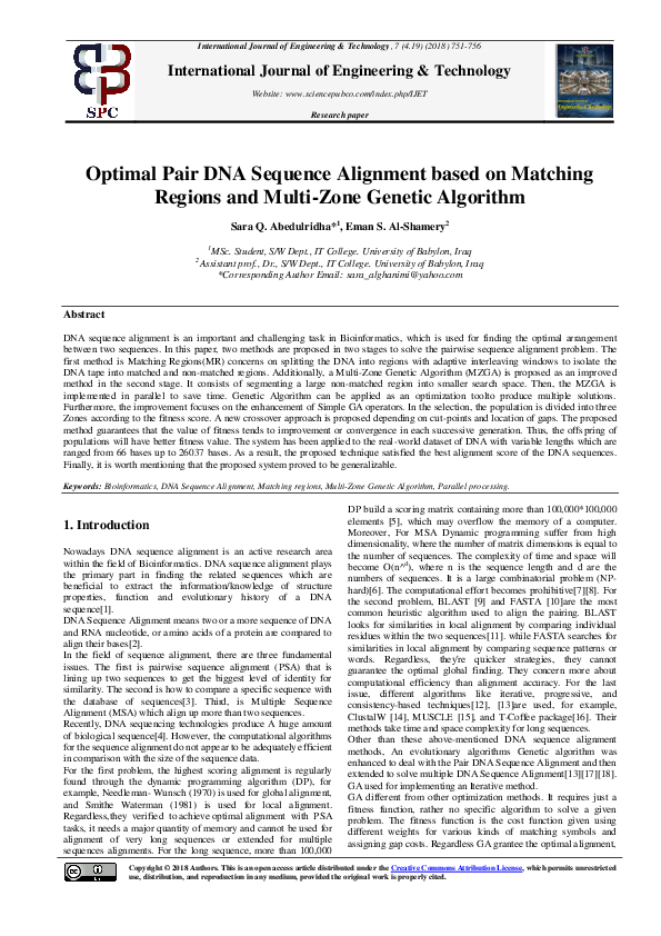 (PDF) Optimal Pair DNA Sequence Alignment based on Matching Regions and ...