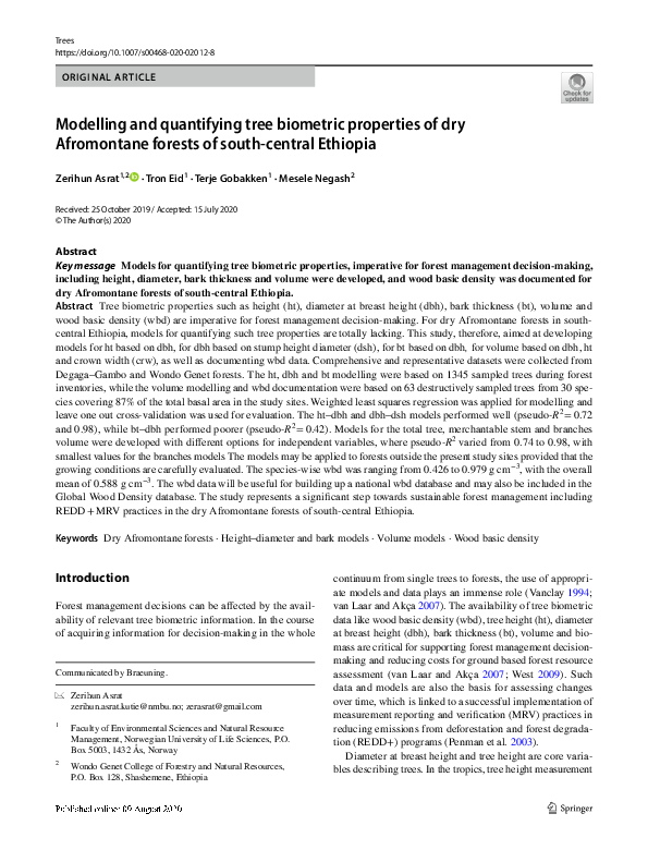 (PDF) Modelling and quantifying tree biometric properties of dry ...