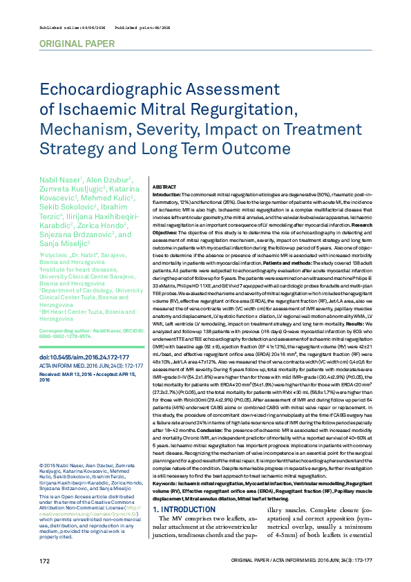(PDF) Echocardiographic Assessment of Ischaemic Mitral Regurgitation ...