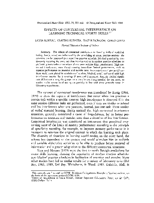 (PDF) Effects of Contextual Interference on Learning Technical Sports ...
