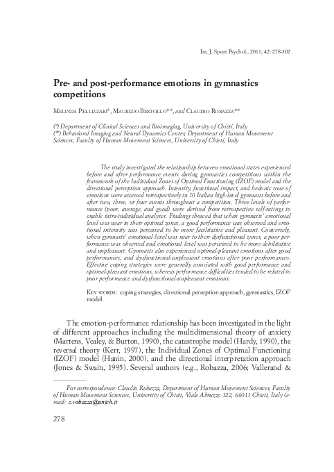 (PDF) Pre- and post-performance emotions in gymnastics competitions