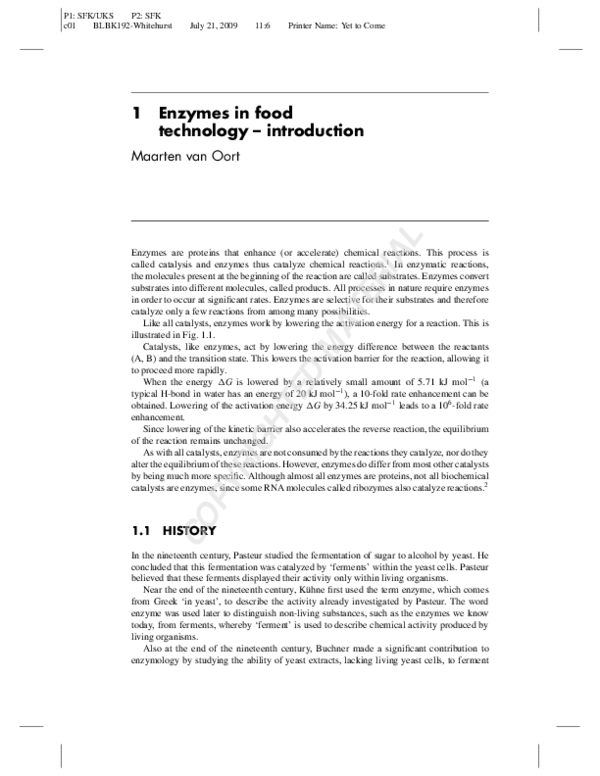 (PDF) Enzymes in Food Technology Introduction Maarten van Oort