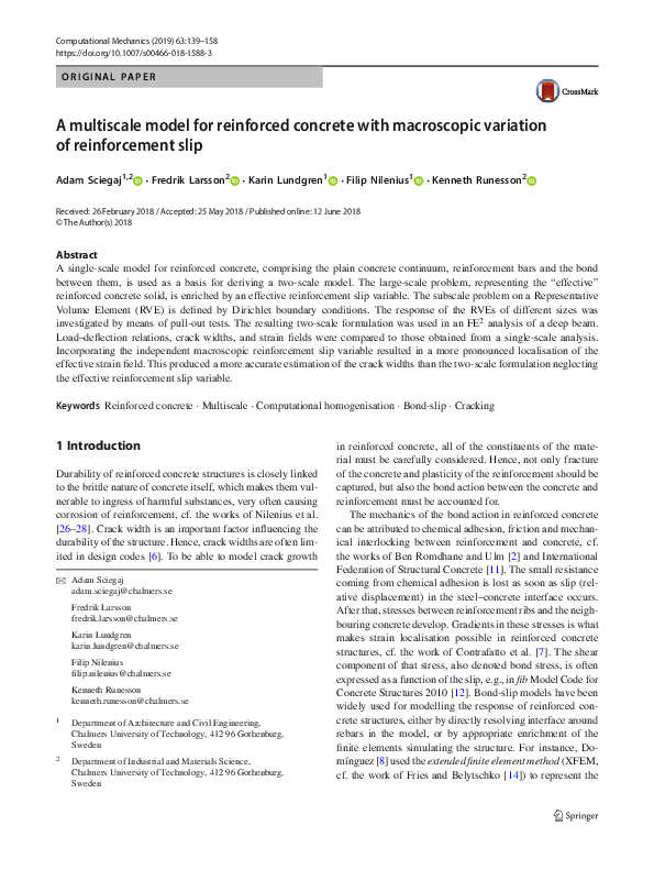 (PDF) A multiscale model for reinforced concrete with macroscopic ...