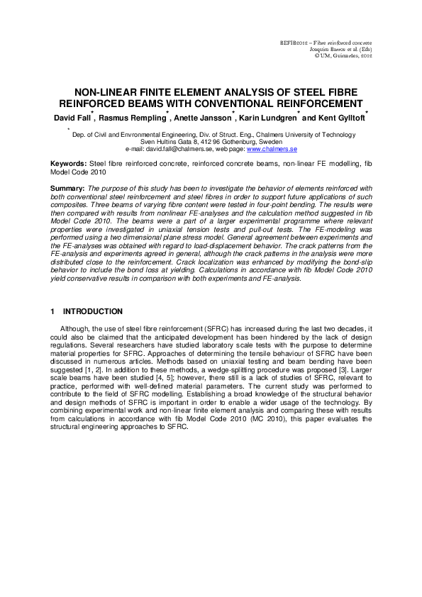 (PDF) Non-linear Finite Element Analysis of Steel Fibre Reinforced ...