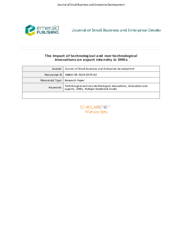 (PDF) The impact of technological and non-technological innovations on ...