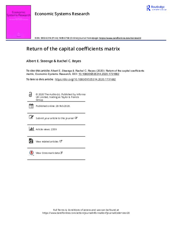 (PDF) Return of the capital coefficients matrix