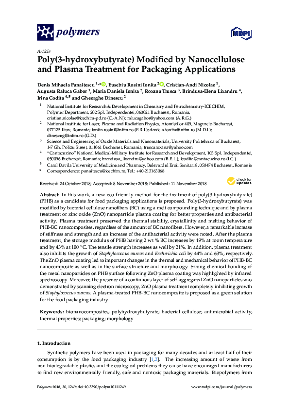 (PDF) Poly(3-hydroxybutyrate) Modified by Nanocellulose and Plasma ...