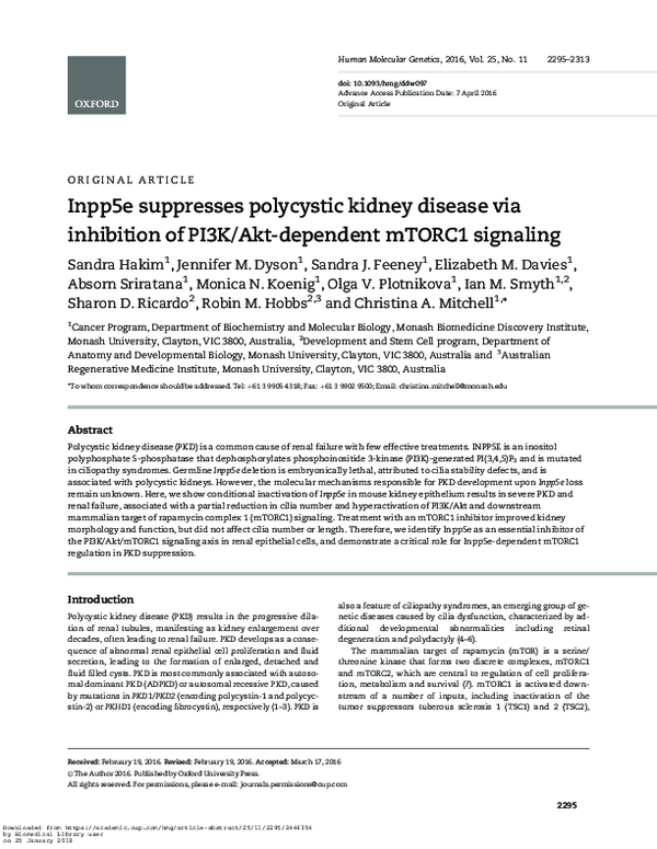 (PDF) Inpp5e suppresses polycystic kidney disease via inhibition of ...