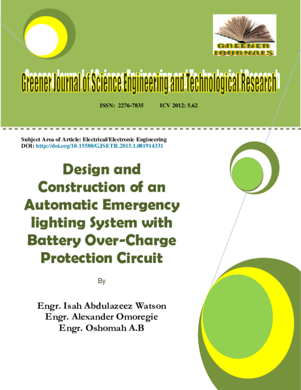(PDF) Design and Construction of an Automatic Emergency lighting System