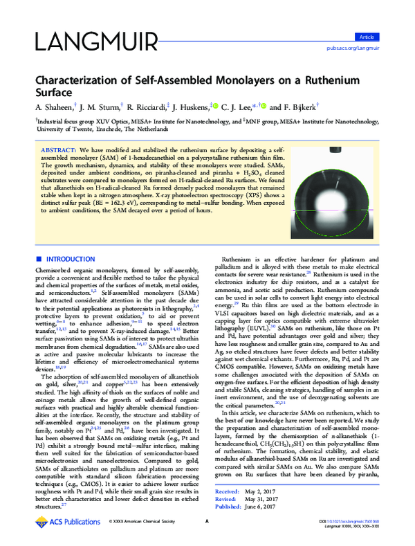 (PDF) Characterization of self-assembled monolayers (SAMs) on silicon ...