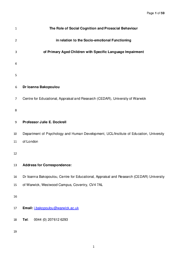 (PDF) The role of social cognition and prosocial behaviour in relation ...