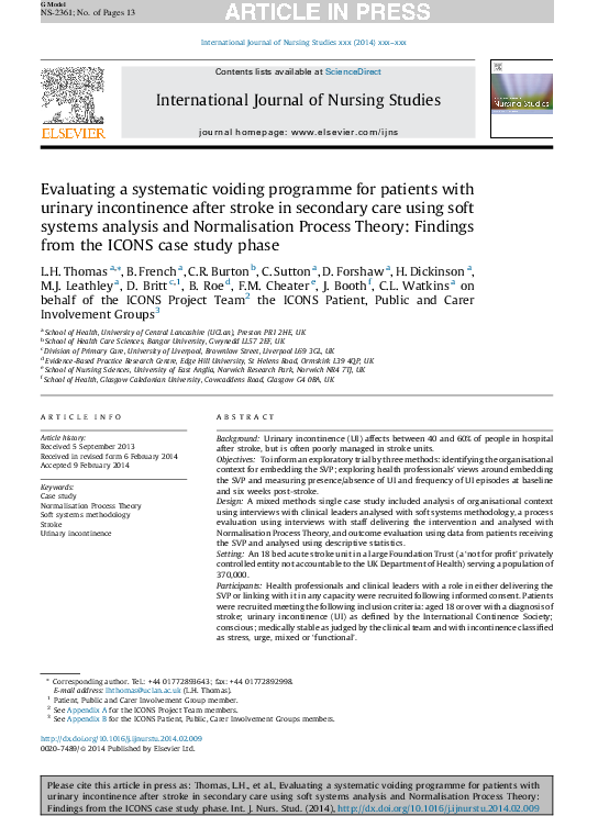 (PDF) Evaluating a systematic voiding programme for patients with ...