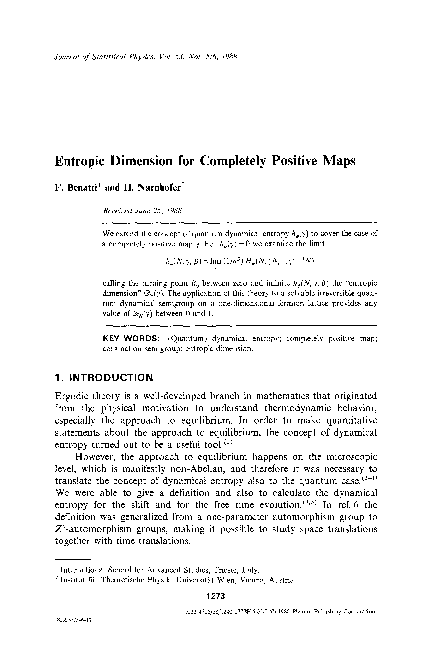 (PDF) Entropic dimension for completely positive maps