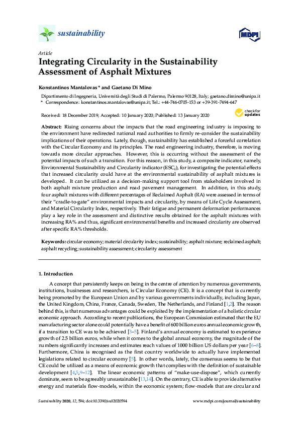 (PDF) Integrating Circularity in the Sustainability Assessment of ...