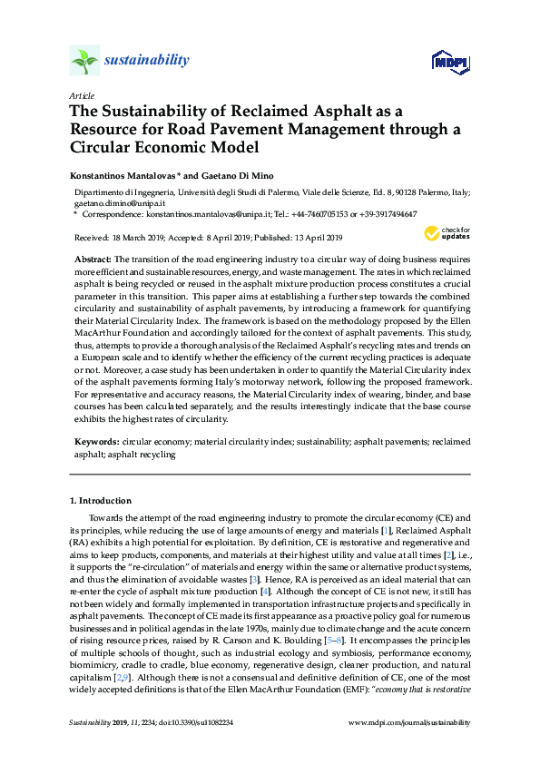 (PDF) The Sustainability of Reclaimed Asphalt as a Resource for Road ...