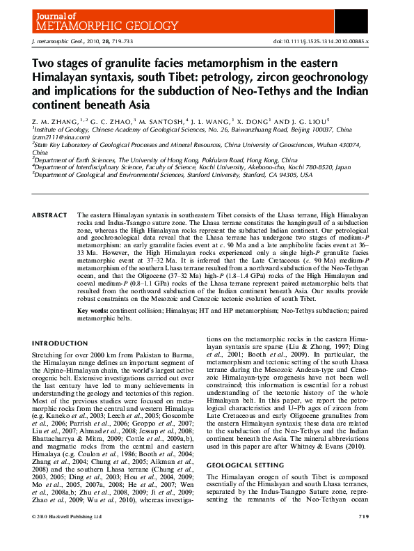 (PDF) Two stages of granulite facies metamorphism in the eastern ...