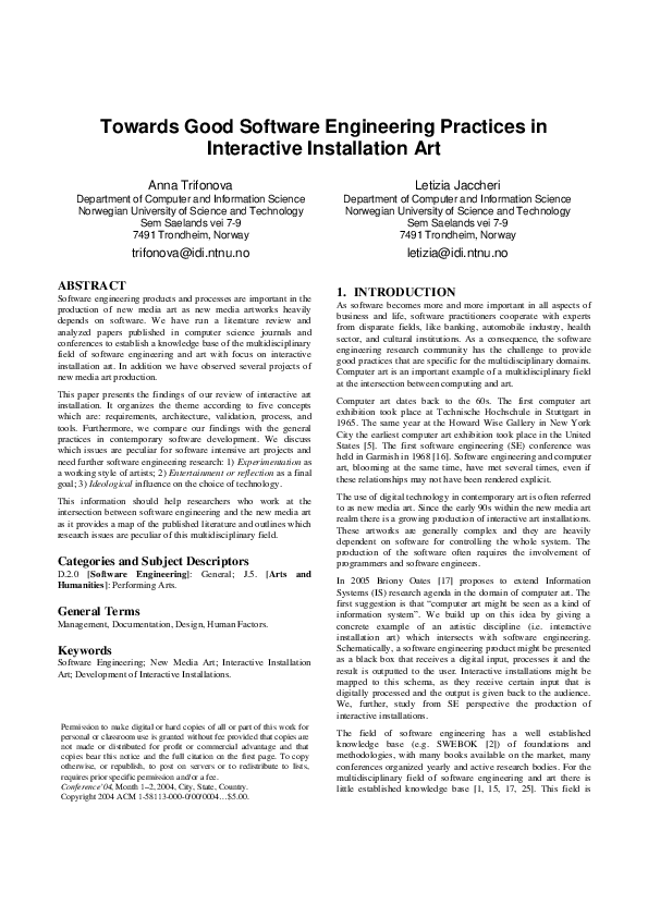 (PDF) Towards Good Software Engineering Practices in Interactive ...