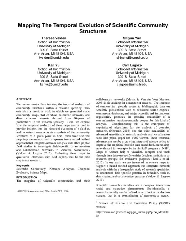 (PDF) Mapping the temporal evolution of scientific community structures ...