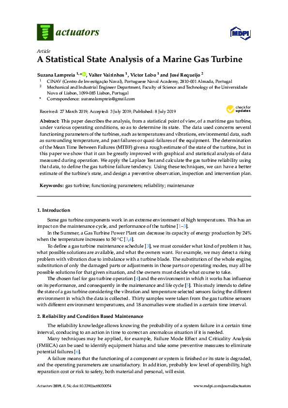 (PDF) A Statistical State Analysis of a Marine Gas Turbine