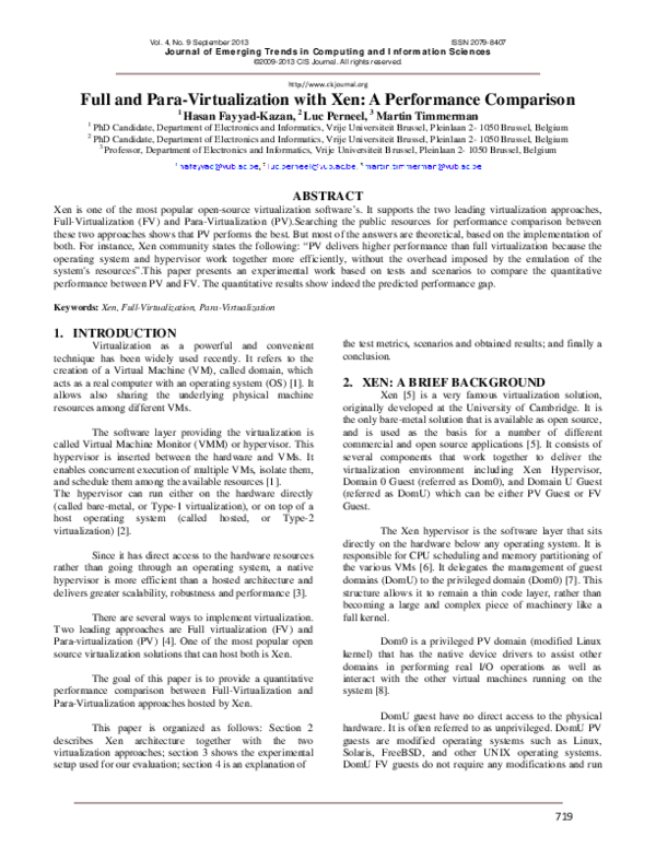(PDF) Full and ParaVirtualization with Xen A Performance Comparison