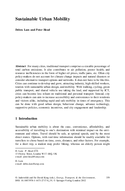 (PDF) Sustainable Urban Mobility