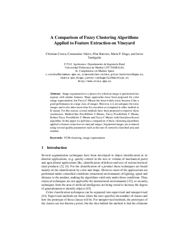 (PDF) A comparison of fuzzy clustering algorithms applied to feature ...
