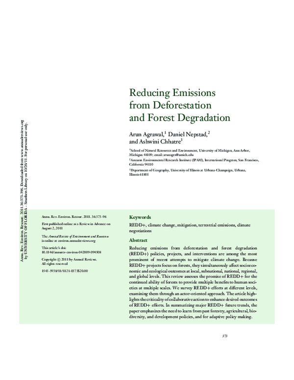 (PDF) Reducing emissions from deforestation and forest degradation ...