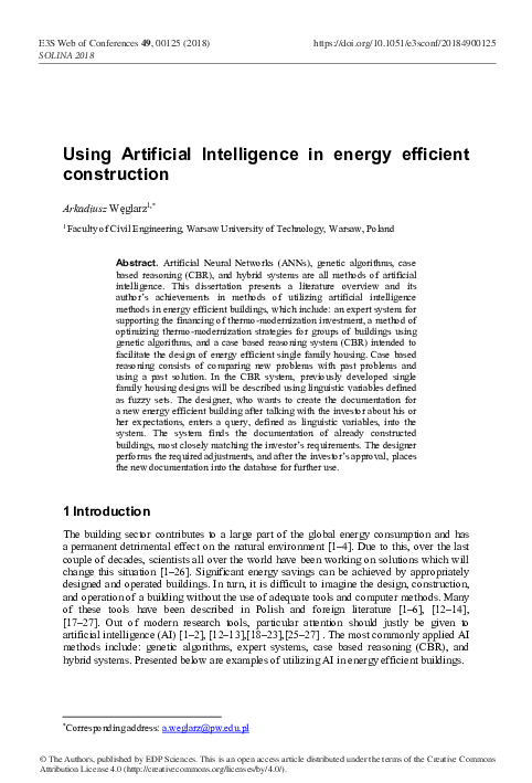 (PDF) Using Artificial Intelligence in energy efficient construction