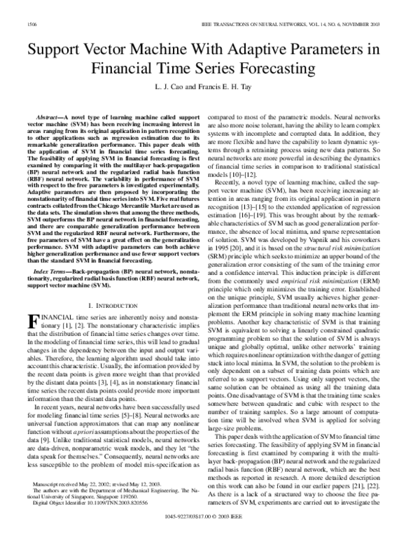 (PDF) Support vector machine with adaptive parameters in financial time ...