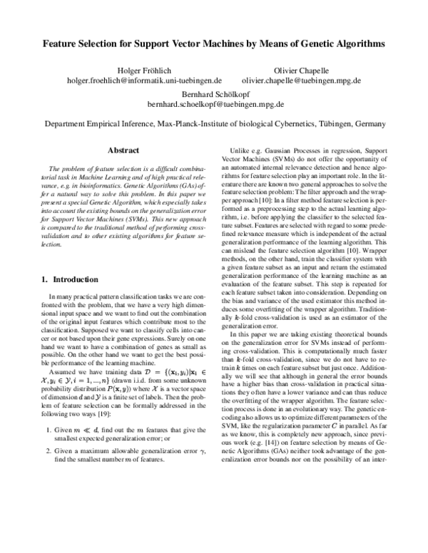 (PDF) Feature selection for support vector machines with RBF kernel