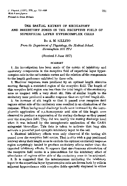 (PDF) The spatial extent of excitatory and inhibitory zones in the ...