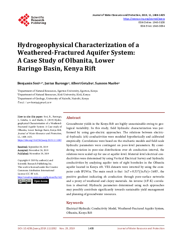 (PDF) Hydrogeophysical Characterization of a Weathered-Fractured ...