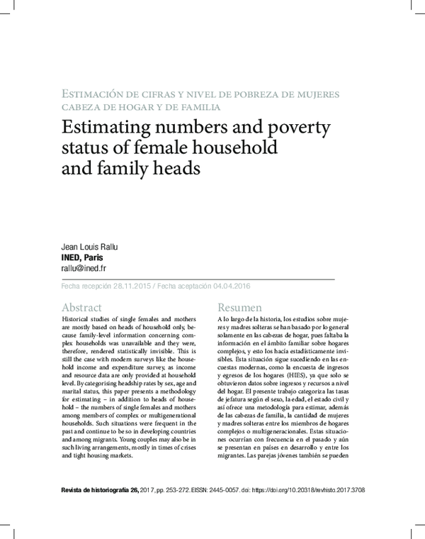 (PDF) Estimating numbers and poverty status of female household and ...