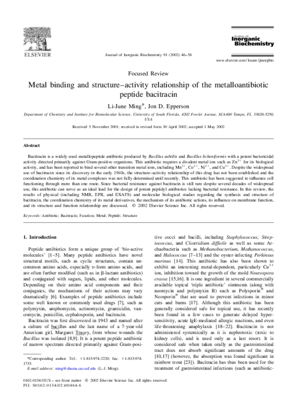 (PDF) Metal binding and structure–activity relationship of the ...