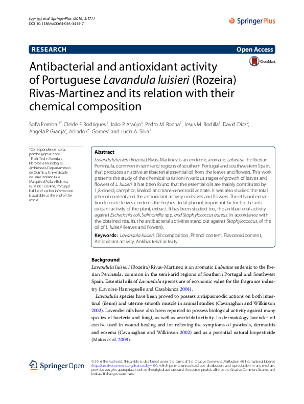 (PDF) Antibacterial and antioxidant activity of Portuguese Lavandula ...
