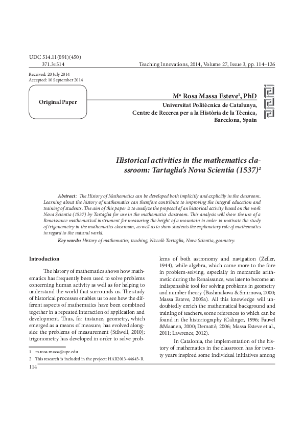 (PDF) HISTORY OF MATHEMATICS IN EDUCATION AND HISTORY OF MATHEMATICS ...