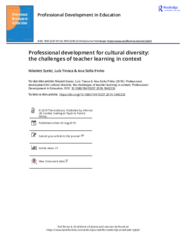 (PDF) Professional development for cultural diversity: the challenges ...
