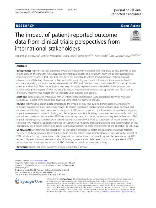 (PDF) The impact of patient-reported outcome data from clinical trials ...
