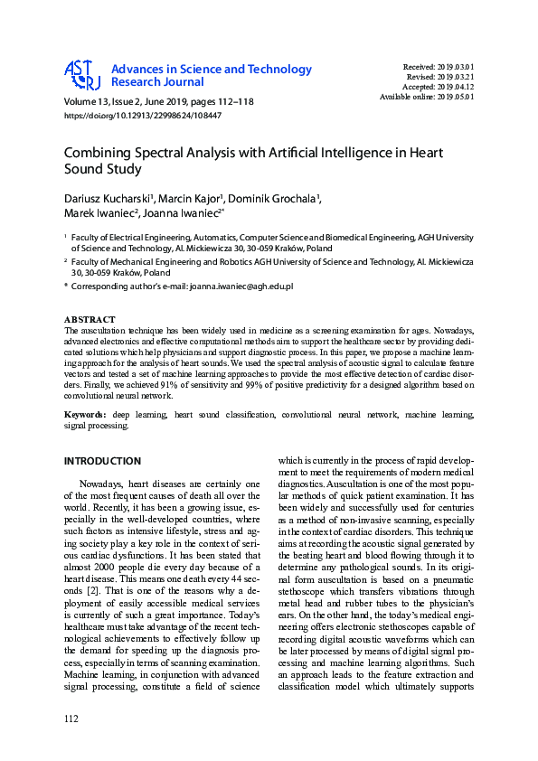 (PDF) Combining Spectral Analysis with Artificial Intelligence in Heart ...