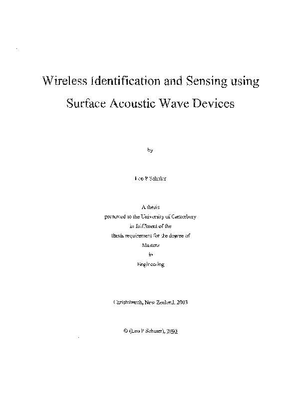 (PDF) Wireless identification and sensing using surface acoustic wave ...
