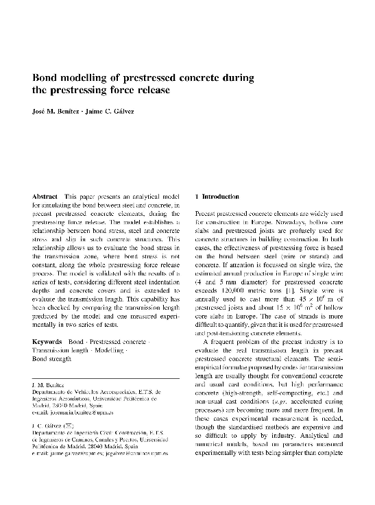 (PDF) Bond modelling of prestressed concrete during the prestressing ...