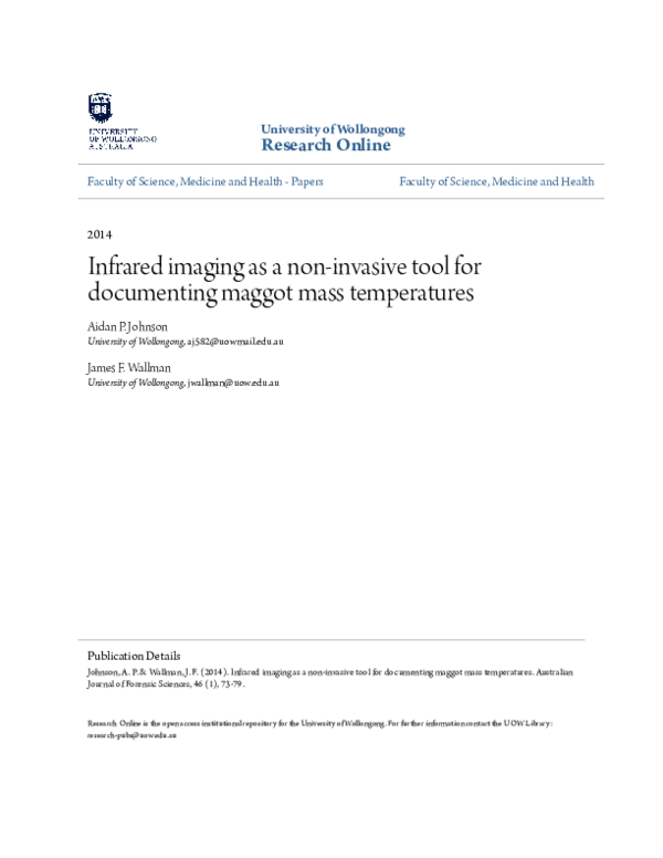 (PDF) Infrared imaging as a non-invasive tool for documenting maggot ...