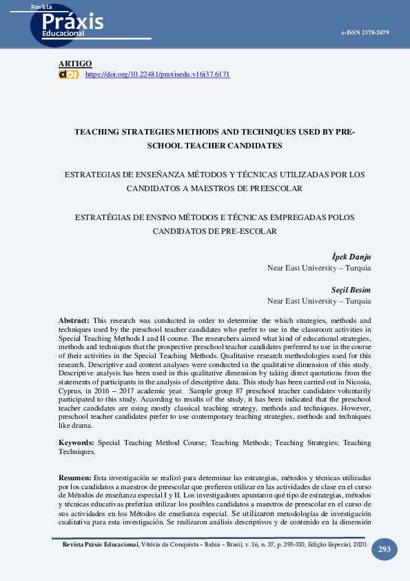 (PDF) Teaching Strategies Methods and Techniques Used by Preschool ...