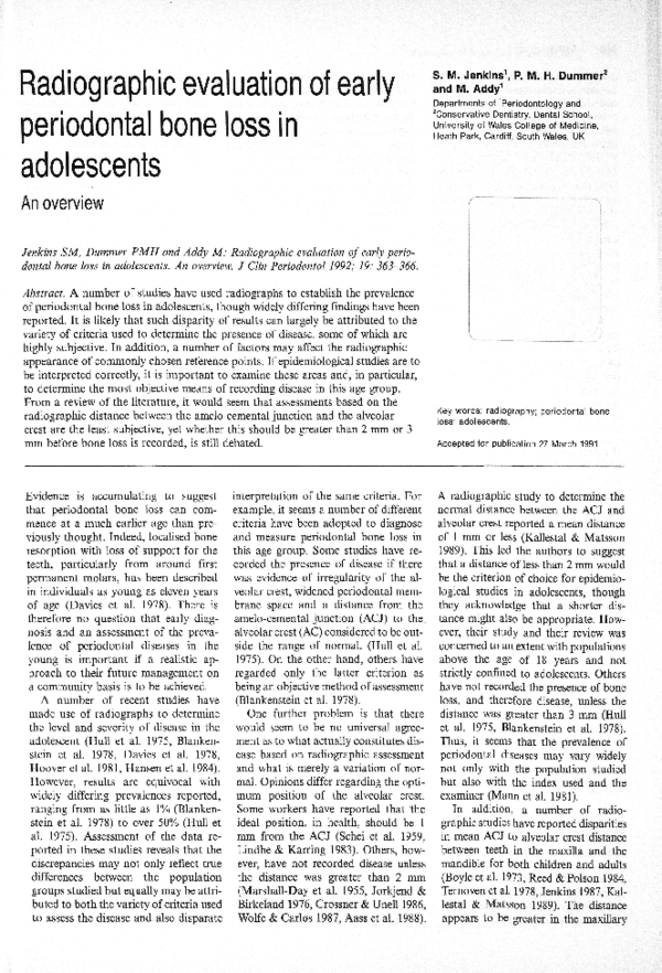 (PDF) Radiographic evaluation of early periodontal bone loss in ...