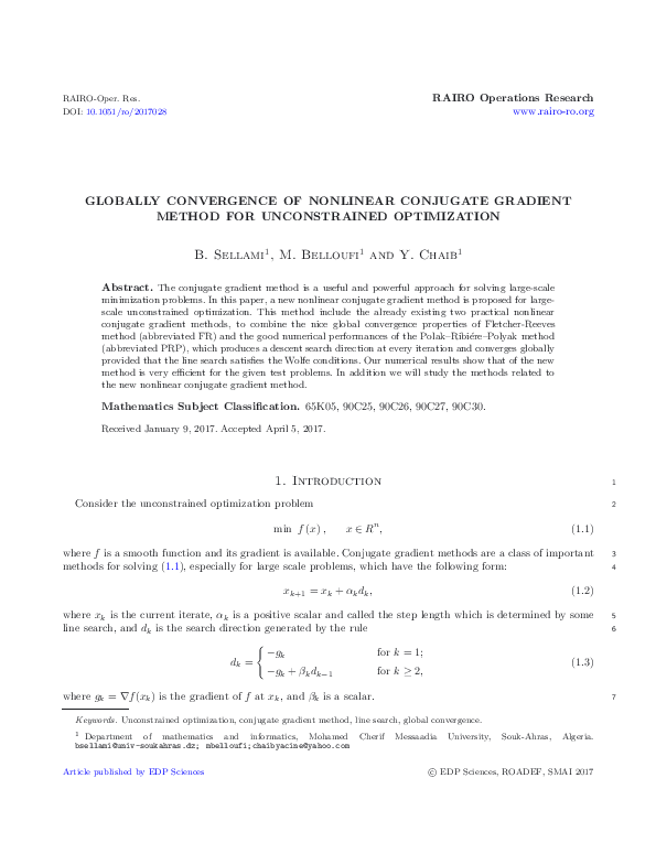 (PDF) Globally convergence of nonlinear conjugate gradient method for ...